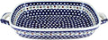 Blue Rose Polish Pottery - Blue Nature Large Baker with Handles - 14.5' x 10.75' - Unique, Dishwasher Safe, & Durable Bakeware