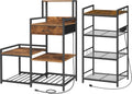 MAHANCRIS Bakers Rack and Mini Fridge Stand Bundle, Bakers Rack with Storage Shelves, Cofffee Bar Station with Wine Rack, Microwave Stand, Mini Fridge Cabinet for Kitchen, BRHR40E01N1-RSHR58E01