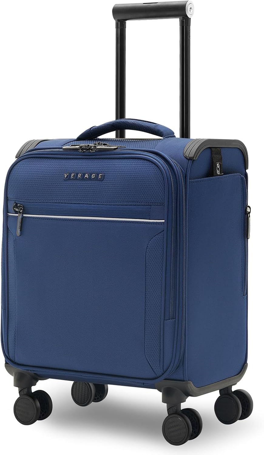 Verage Toledo Underseat Carry On Luggage 15-Inch Softside Small Suitcase with Spinner Wheels & USB Port (Navy, Carry-On 15-Inch)