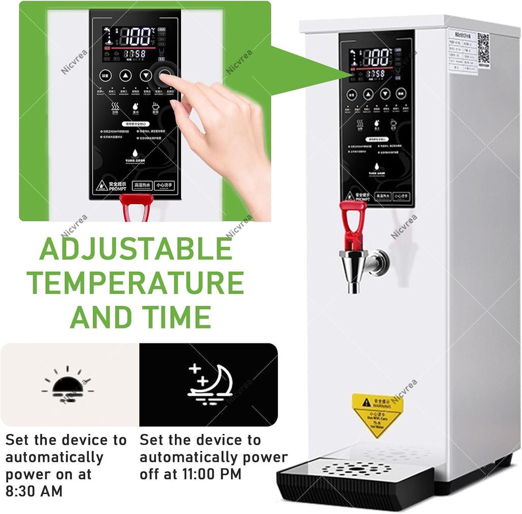 25L Commercial Instant Hot Water Boiler with Automatic Dispenser | 1000W Fast Heating, Energy-Saving, for Catering, Restaurants, Offices Silver