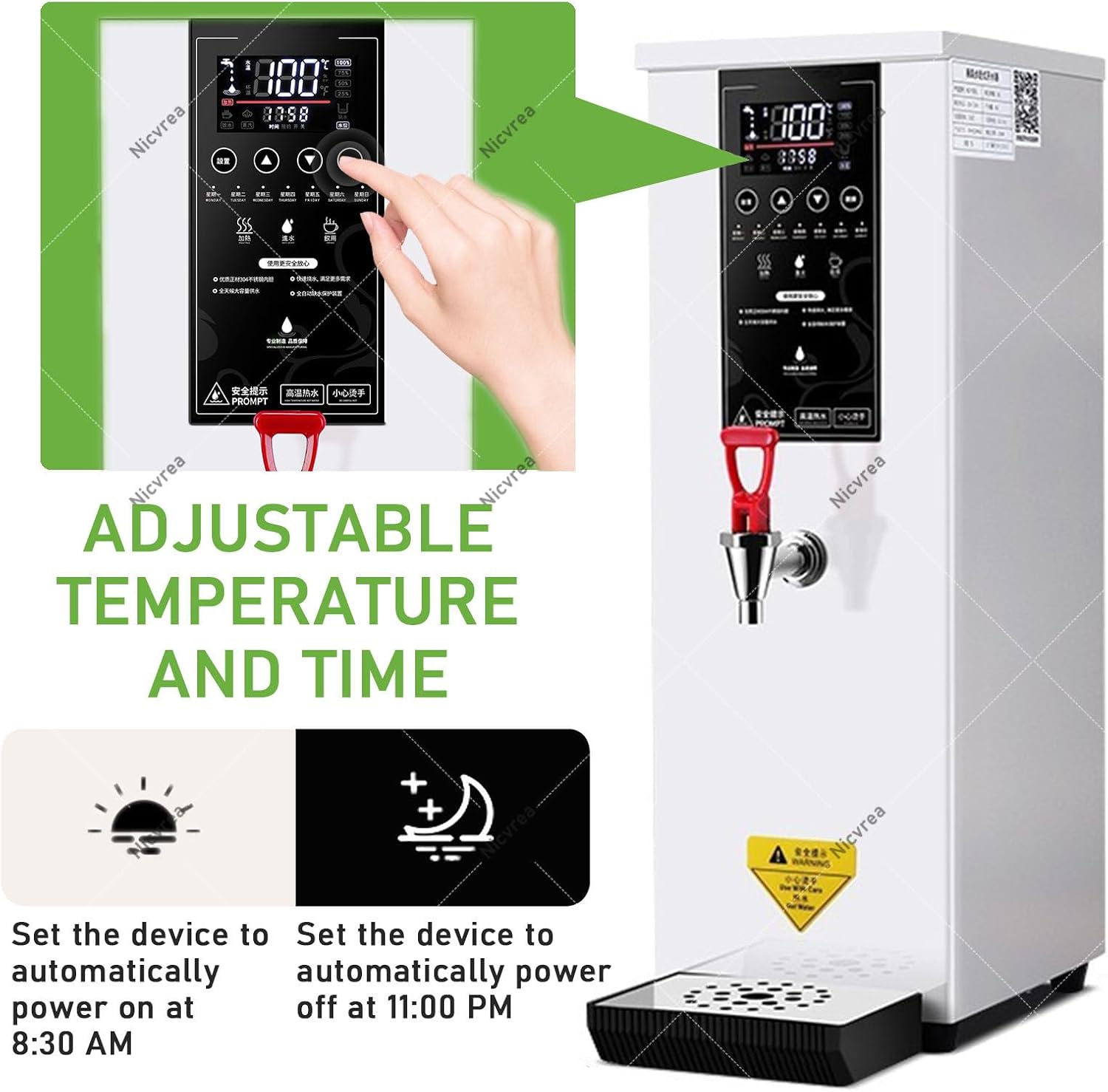 25L Commercial Instant Hot Water Boiler with Automatic Dispenser | 1000W Fast Heating, Energy-Saving, for Catering, Restaurants, Offices Silver