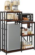 48.8in Adjustable Mini Fridge Shelf with Power Outlet, 360LBS Sturdy Mini Fridge Stand and Microwave Stand, 6-Tier Mini Fridge Storage Suitable for Kitchen Living Room Office Dorm, Brown