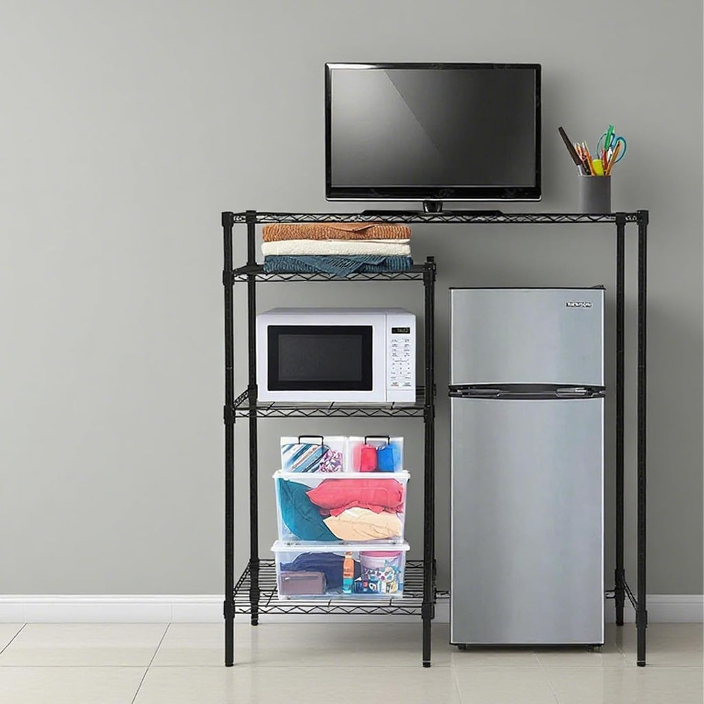 4-Tier Heavy-Duty Mini Fridge Stand with Storage, Adjustable Microwave Stand & Baker Rack, Space-Saving Organizer for Kitchen, Dorm, Office,18Wx48Dx53H