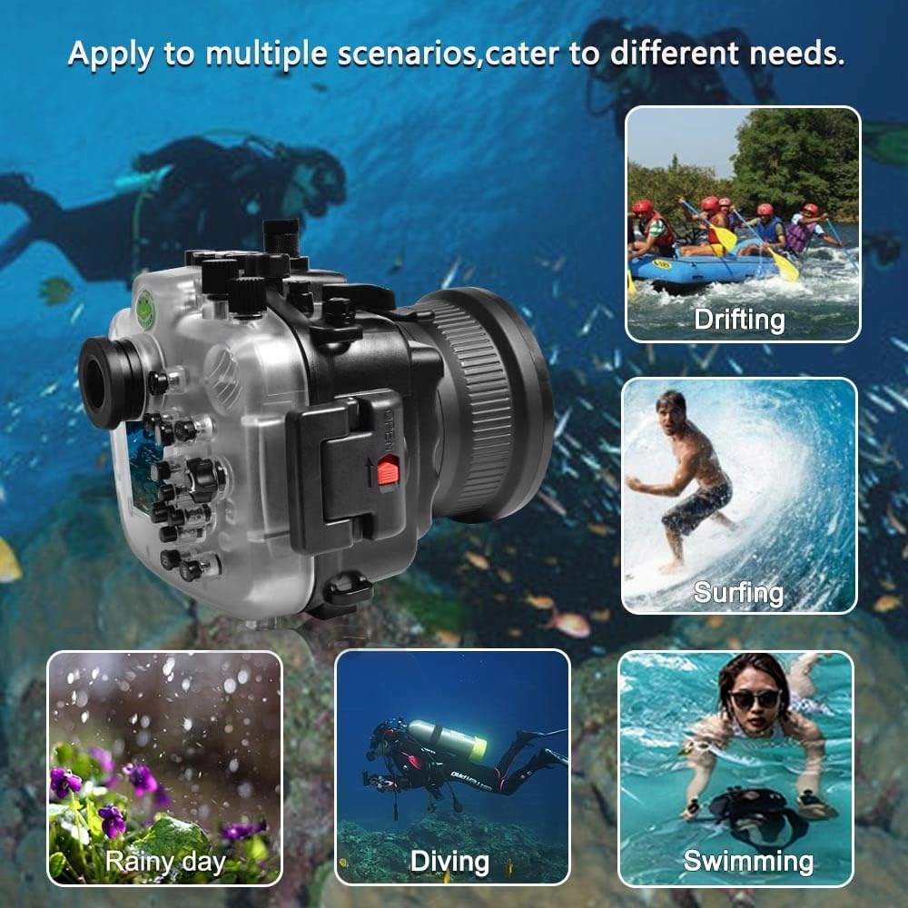 Seafrogs Underwater Housing for Sony A1 40M/130FT Waterproof Case with Standard Port for Sony 28-70mm F3.5-5.6, 16-35mm F/4, 24-70mm F/4 Lens