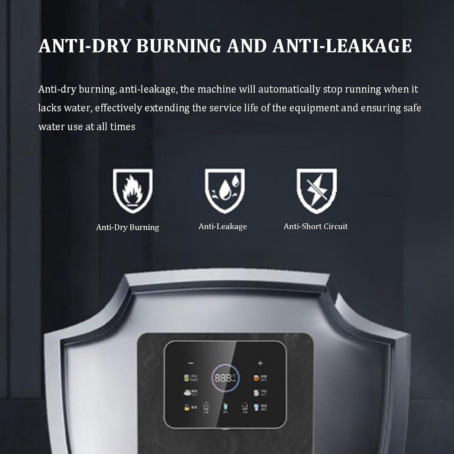 Wall-Mounted Hot Mains Fed Unit Water Dispenser with Electronic Child Lock, Quantitative Water Intake,Hot and Cold Type, Instant Hot Water Dispenser,Touch Screen,for Office,Commercial Canteens,Black