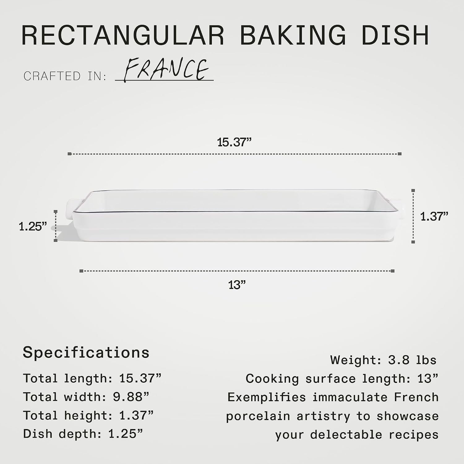Made In Cookware - Baking Slab - Pure French Porcelain - Professional Cookware - Crafted in France - Navy Rim