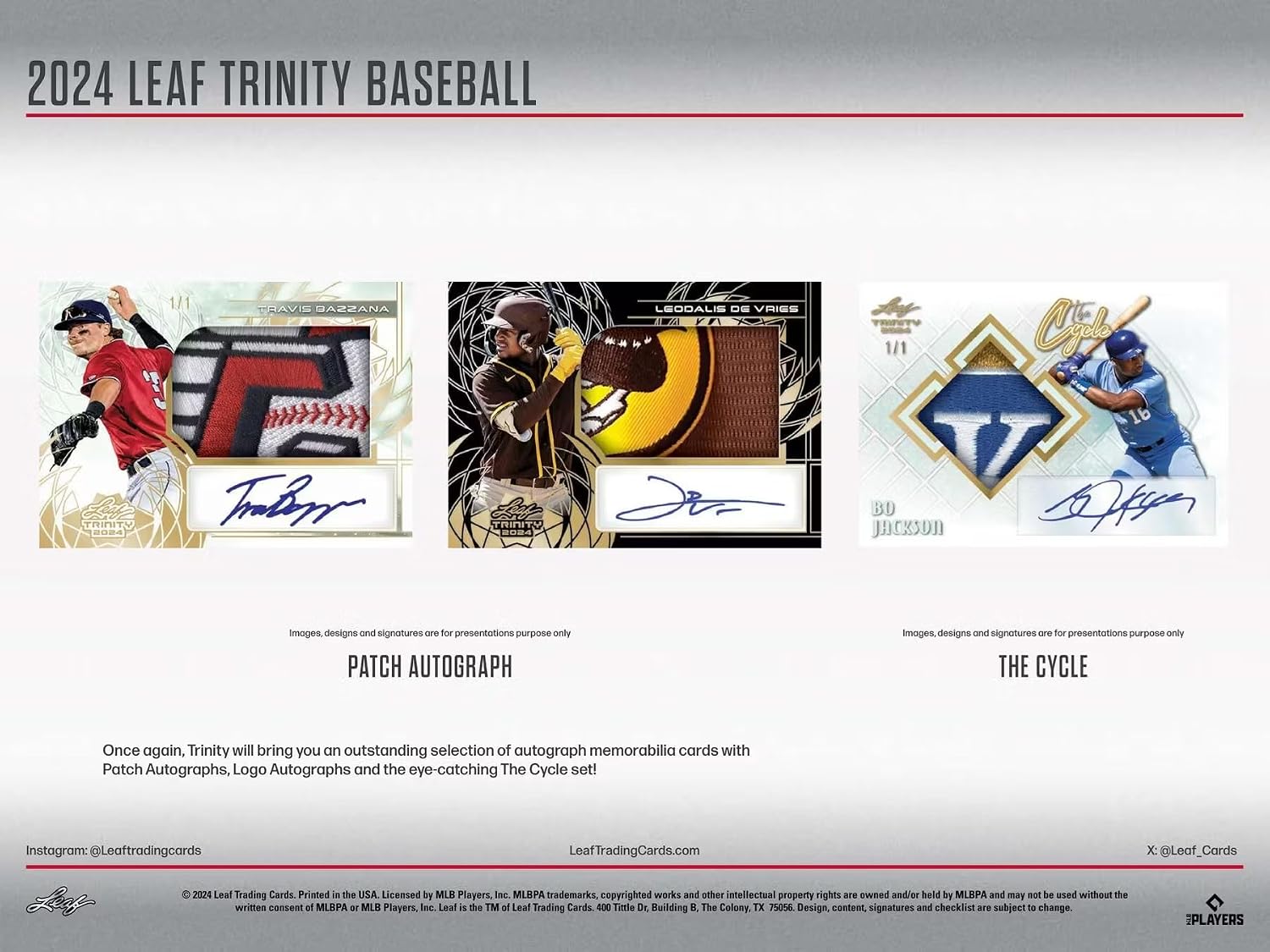 2024 Leaf Trinity Baseball Hobby Trading Card Box (6 Autographs Per Box)