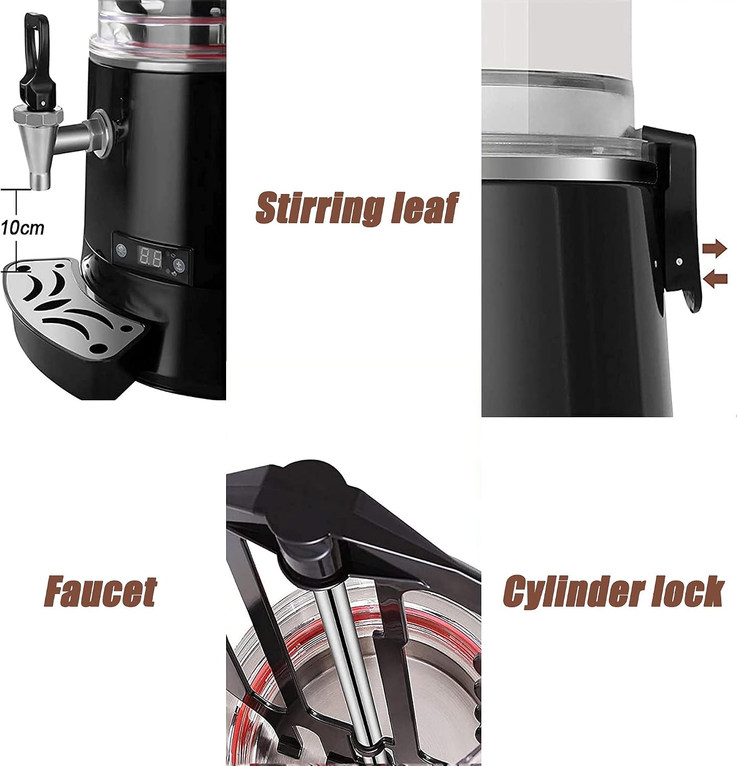 Hot Automatic Beverage Mixes Maker, Commercial Dispenser, Electric Milk Steamer Foam Maker, 400W Chocolate Maker, Coffee Maker Water Urn, for Espresso, Water, Tea, Chocolate