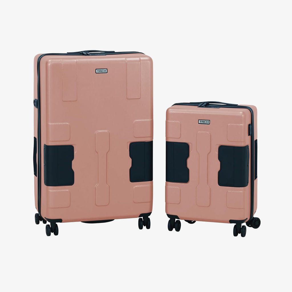 TACH Patented Connecting Hard Shell 2 Piece Luggage Set - 20 & 28 inch Luggage | Large & Carry-On Rolling Suitcases - Pink