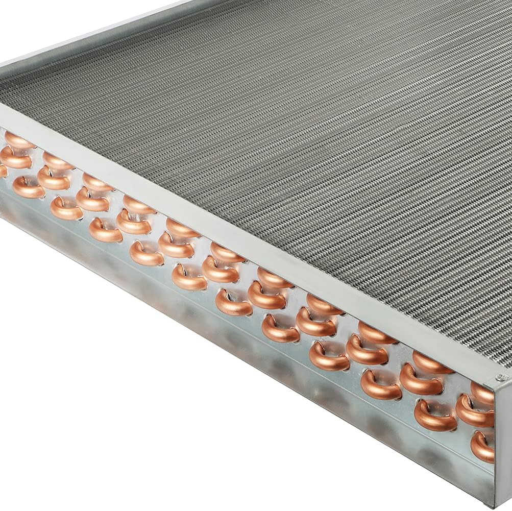 24x24 Heat Exchanger Water To Air , Forced Air Heating with 1' Copper Ports Hot Water Coil for Outdoor Wood Furnaces, Residential Heating