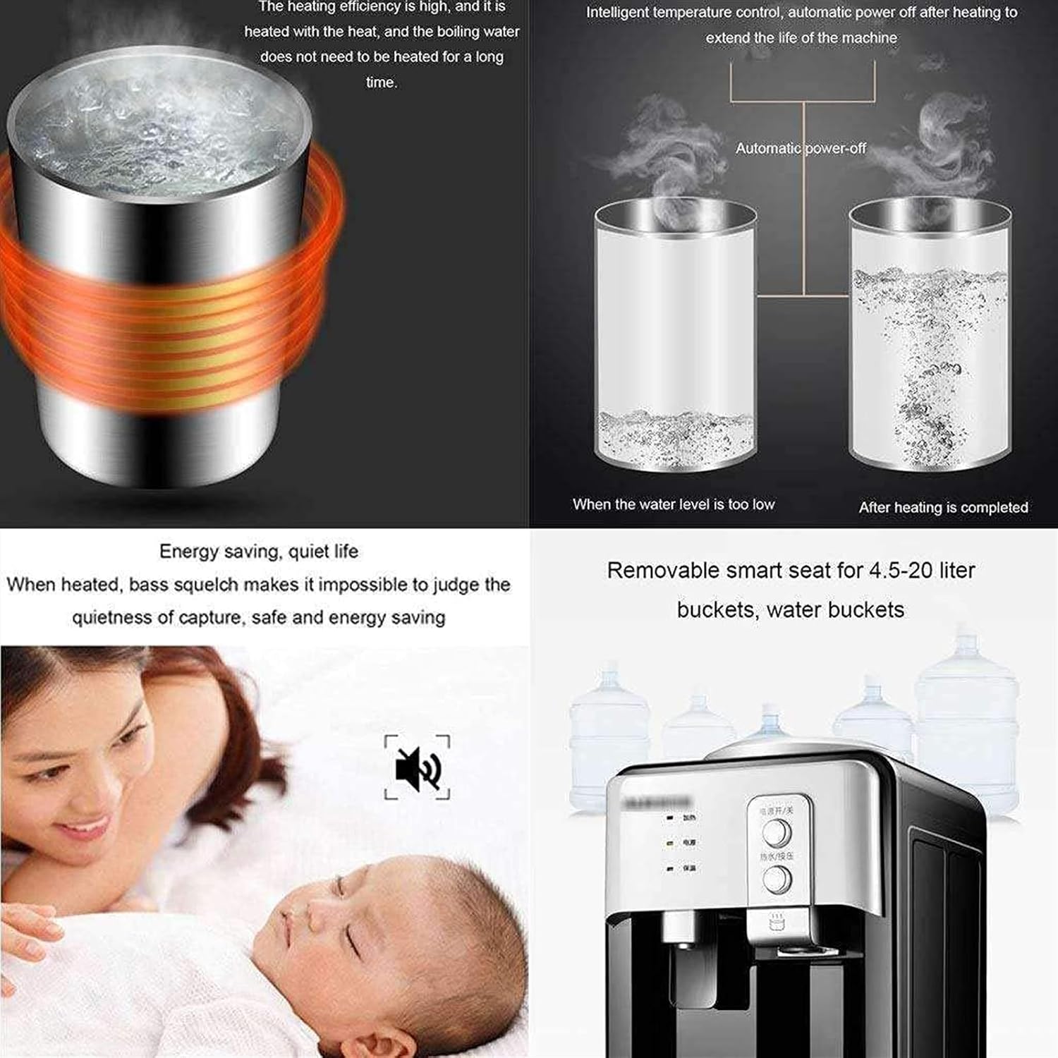 Electric Water Dispenser, Desktop Water Dispenser Cold Hot Ice Water Cooler Heater Drinking Fountain for Home Hotel Coffee Tea Bar (Black Cold/Warm/hot)