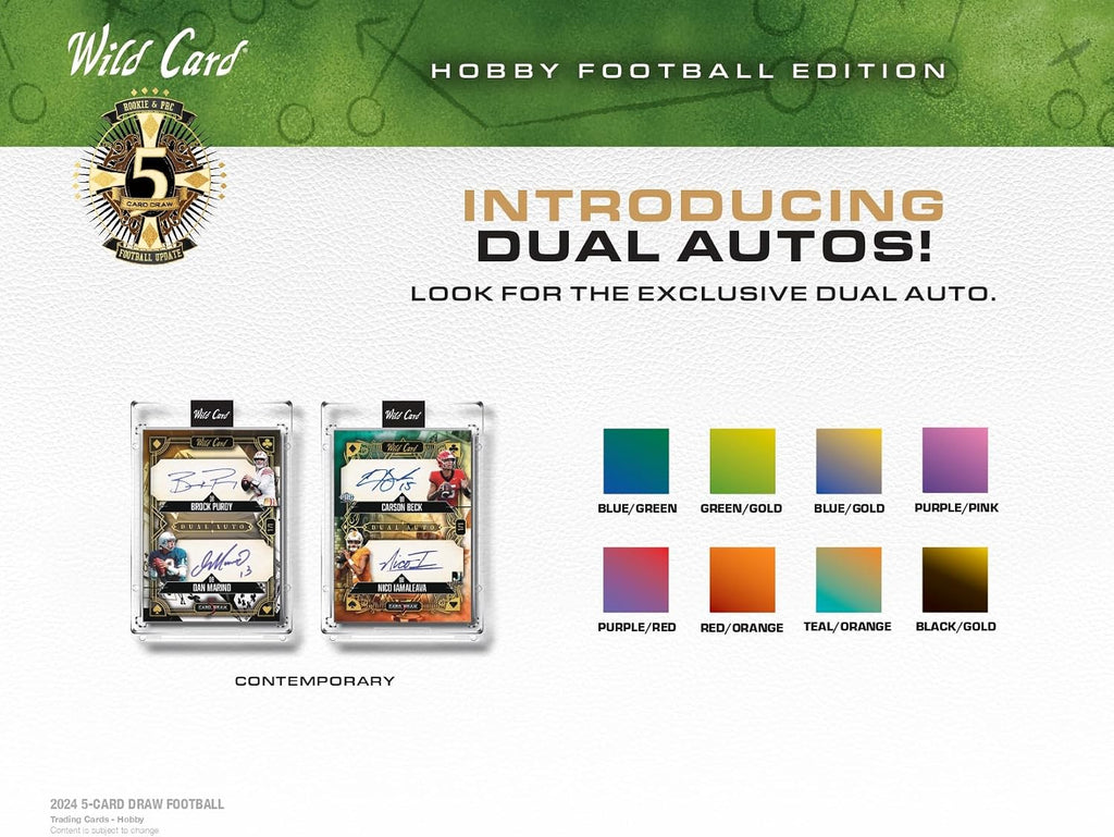 2024 Wild Card 5 Card Draw Football Hobby Trading Card Box (5 Encased Autographs Per Hobby Box including a 1/1)