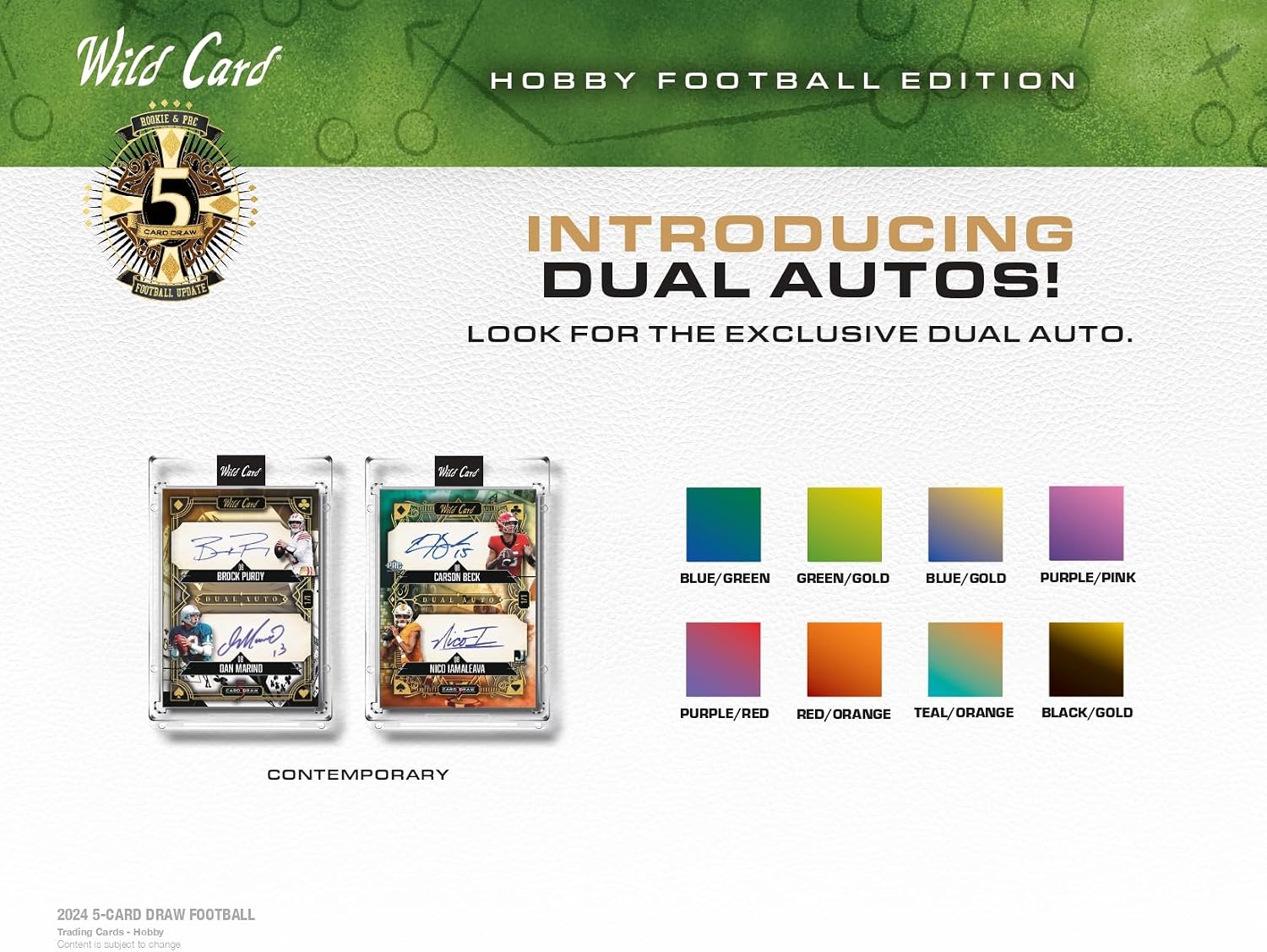2024 Wild Card 5 Card Draw Football Hobby Trading Card Box (5 Encased Autographs Per Hobby Box including a 1/1)