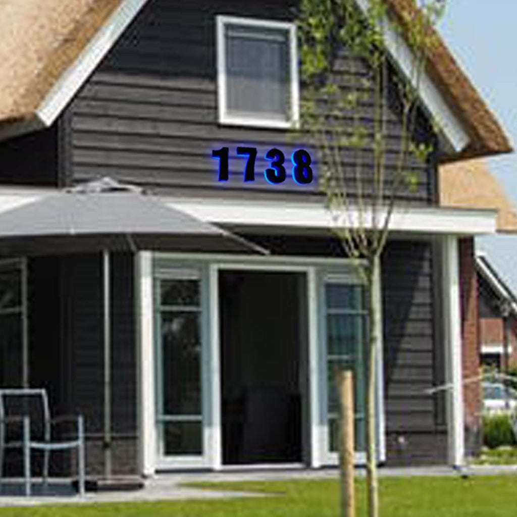 Backlit Illuminated LED House Numbers, 18' Stainless Steel Modern House Address Numbers For Outside, Light Up House Number Plaque For Outside,6