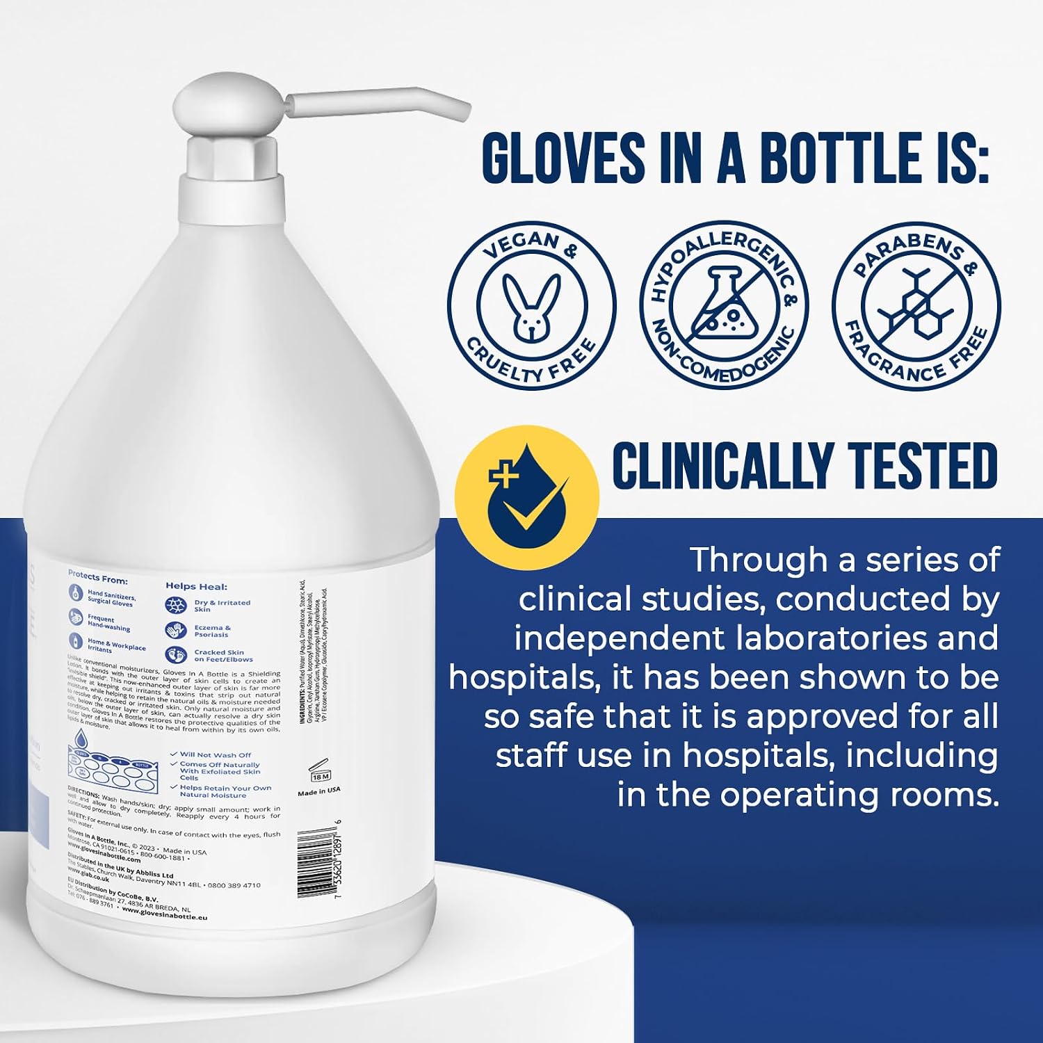 Gloves In A Bottle Shielding Lotion for Dry Skin – Protective Skin Barrier Hand Lotion for Dry Cracked Hands, Non Greasy Moisturizer for Frequent Hand Washing | Bulk 1 Gallon Refill