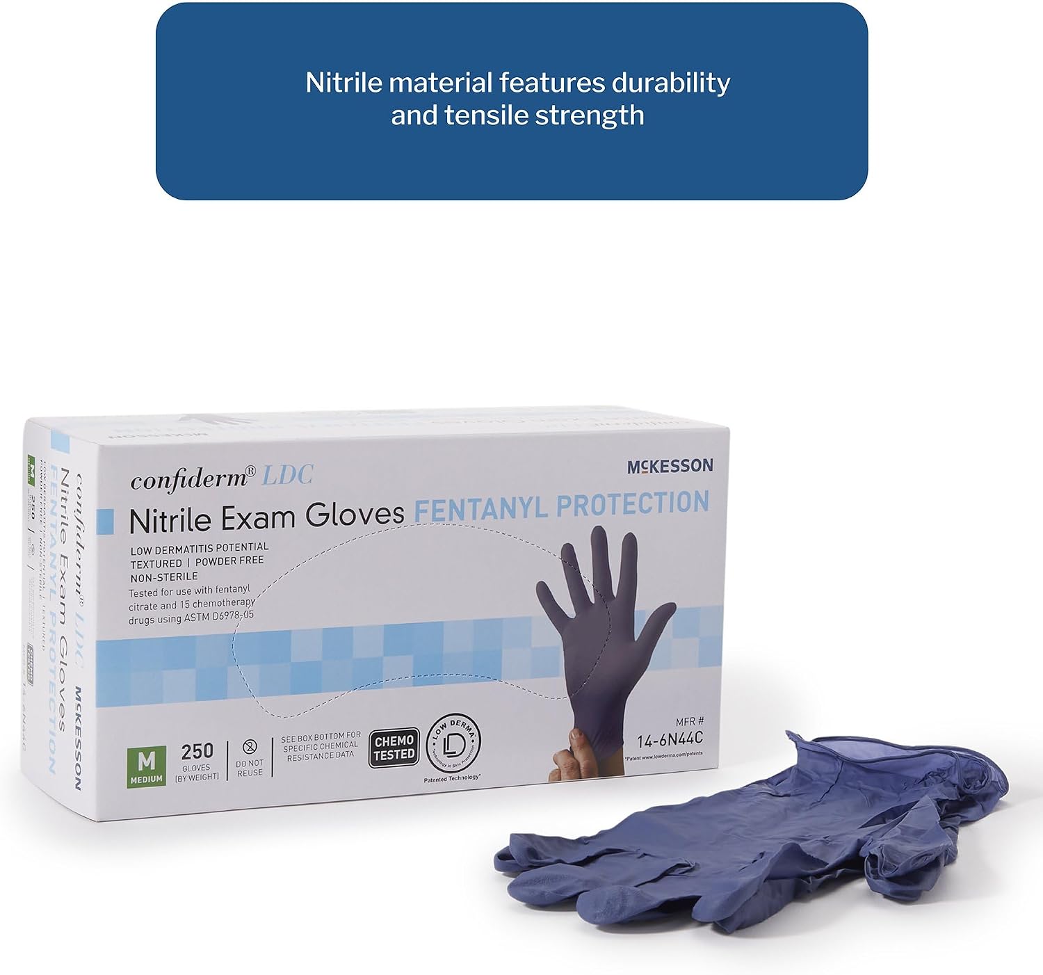 McKesson Confiderm LDC Nitrile Exam Glove Standard Cuff Length