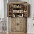 Gyfimoie Corner Cabinet,Kitchen Pantry Storage Cabinet,Freestanding Buffet Hutch with 4 Doors and Shelves,Tall Food Pantry Farmhouse Furniture with Side Rack for Kitchen Dining Room(Retro)