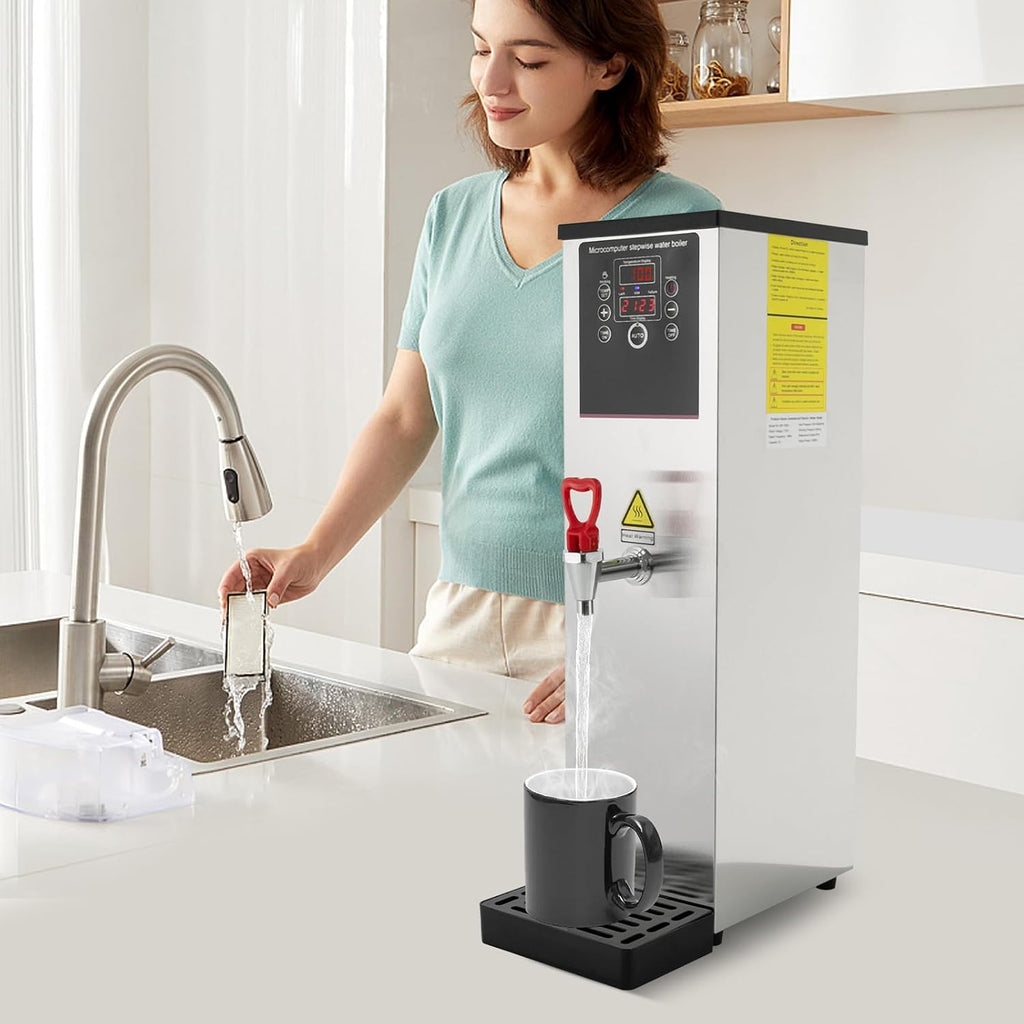 Water Dispenser, Commercial Water Boiler, Electric Boiler and Dispenser 3.96Gal/15L Full-Automatic Boiling Water Machine with Stainless Steel Liner and LCD Display for Tea Coffee Shop