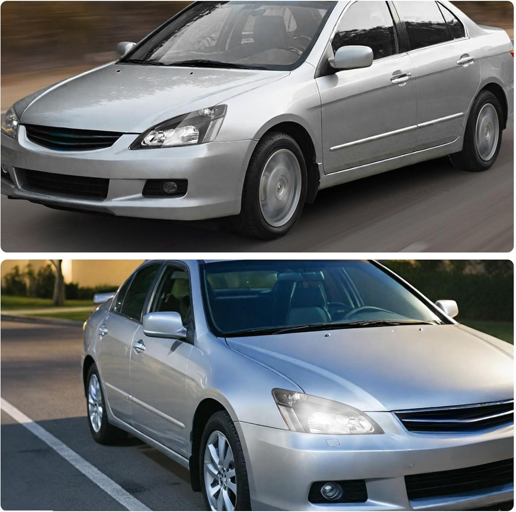 DWVO Headlight Assembly Compatible with 03 04 05 06 07 Accord OE Headlamp Replacement Black Housing Clear Reflector Clear Lens