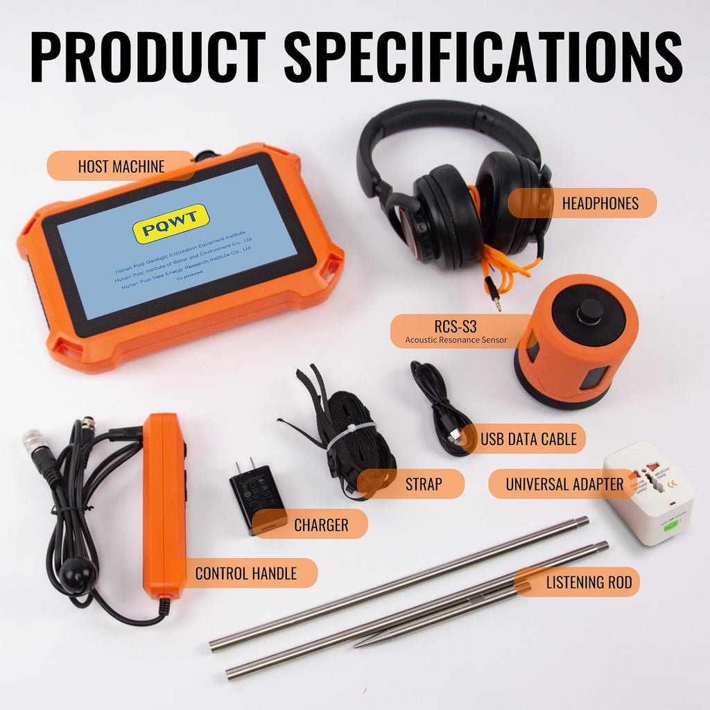 Underground Water Leak Detectors PQ125B Outdoor Wall Pipe Water Leakage Detection with Touchscreen Earphone and Carrying Case Sensor Acoustic Pipeline Sound Intensifier