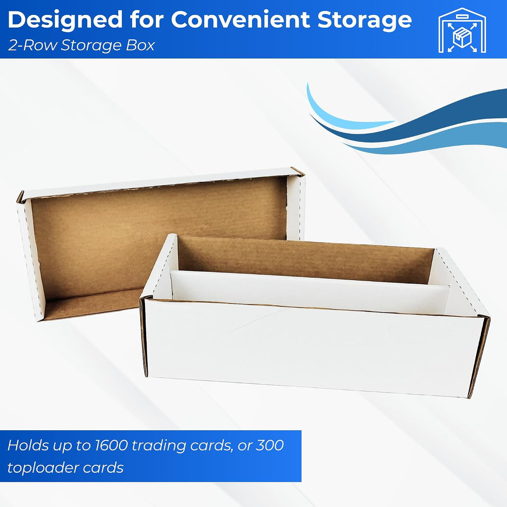 Max Protection 25-Pack 2 Row Shoe Card Storage Box - Cardboard Sports Baseball Trading Toploader Boxes - Made in USA