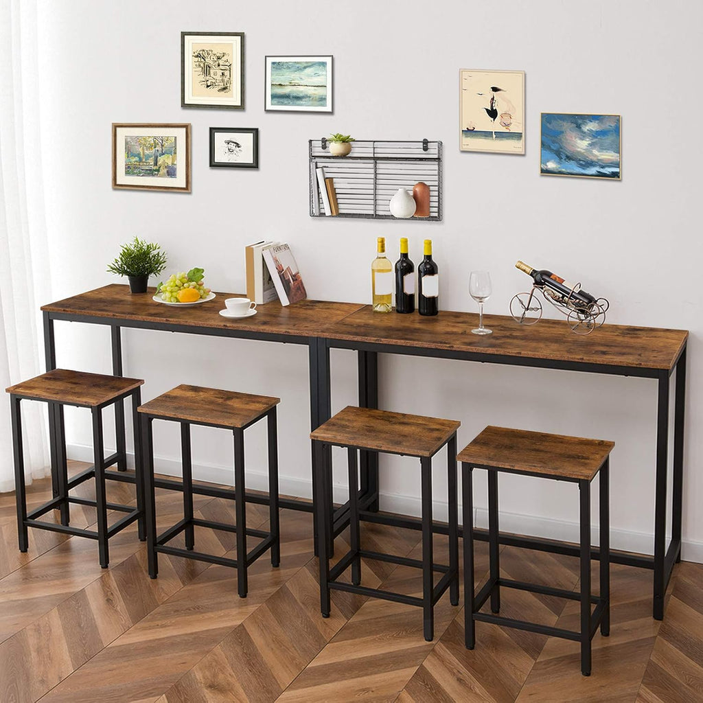 HOOBRO Bakers Rack with Power Outlet, Bar Table and Chairs Set, 47.2' Rectangular Pub 2 Stools, 3-Piece Breakfast Set for Kitchen Living Room BF07UHB01-BF52BT01