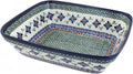 Blue Rose Polish Pottery Mosaic Flower Medium Deep Baker