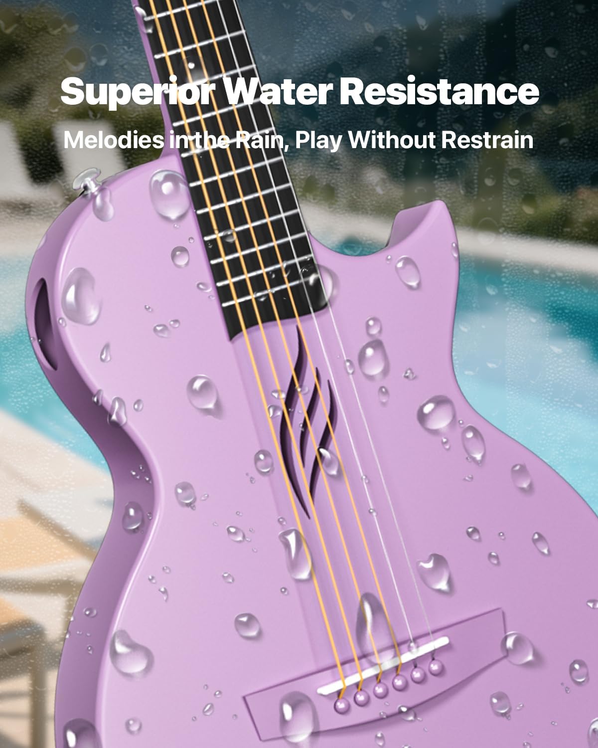 Enya Nova Go Carbon Fiber Travel Acoustic Guitar | 1/2 Size Lightweight Moisture-Proof Guitara | Adult & Beginner Portable Guitar with Gig Bag & Accessories (Purple)