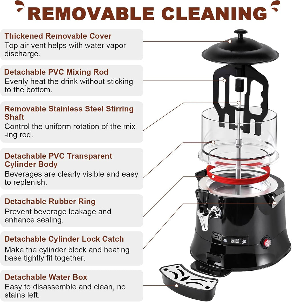 YUCHENGTECH 5L Commercial Hot Chocolate Maker Upgrade Machine Hot Chocolate Dispenser Warmer for heating Chocolate Coffee Milktea CE Certification 100-120V (5L)