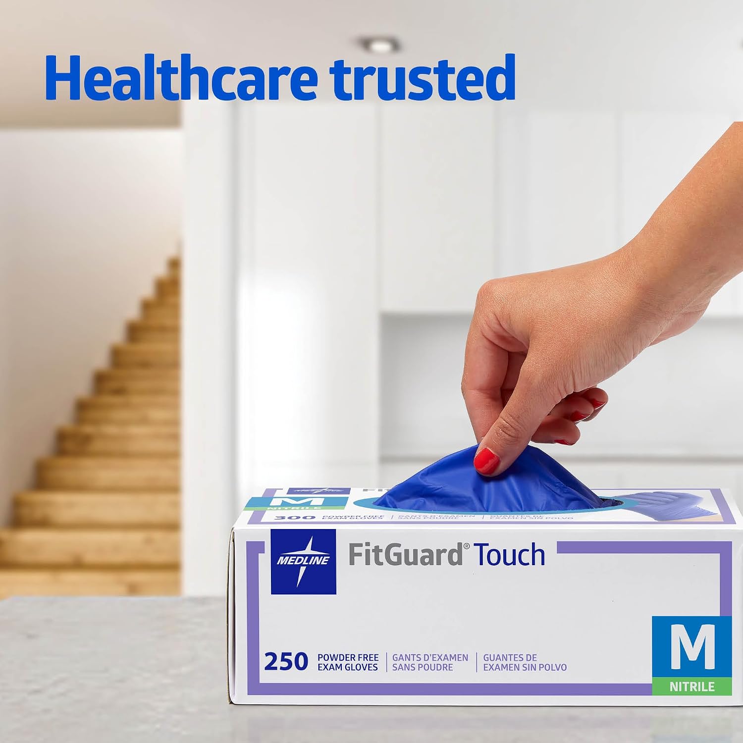 Medline FitGuard Touch Nitrile Exam Gloves, Medium, 2500 Count, Latex and Powder-Free, Chemotherapy-Rated, Textured Fingertips, FG2502