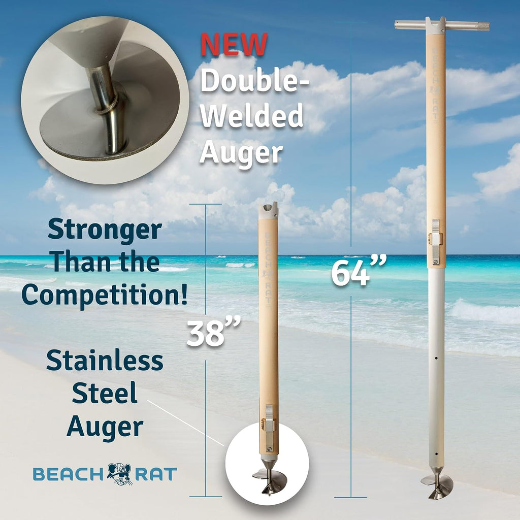 Beach Rat Anchor & Case - Pontoon, Tritoon, PWC Anchor - Shallow Water Boat Anchor & Sandbar Anchor, Screw in Boat Anchor, Stainless Steel & Aluminum Anchor Pole Accessory