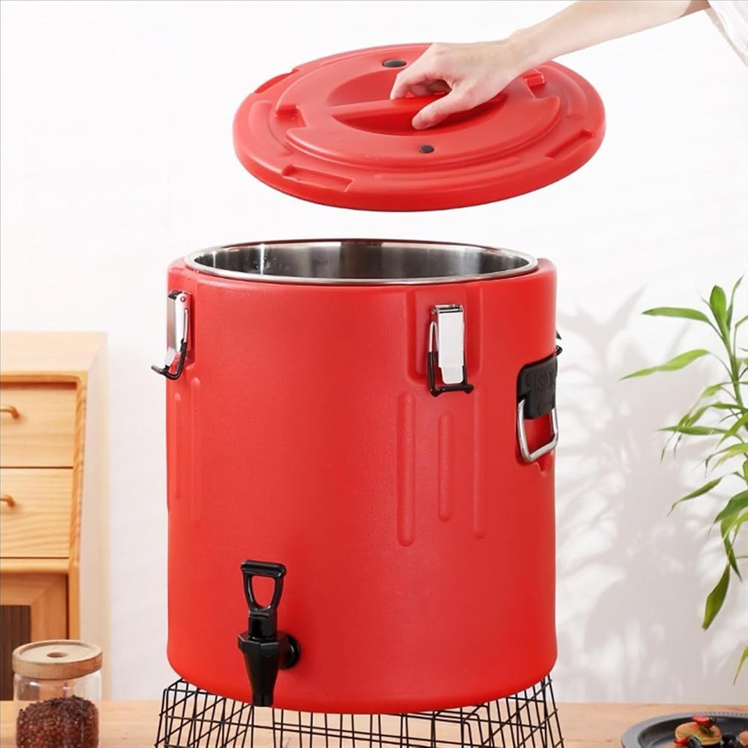 10L-80L Hot and Cold Dispenser with Faucet Cover Stainless Steel Hot Water Kettle Catering Urn Hot Water Boiler Dispenser Commercial Coffee Urn Milk Tea Bucket Insulated Barrel (70L)
