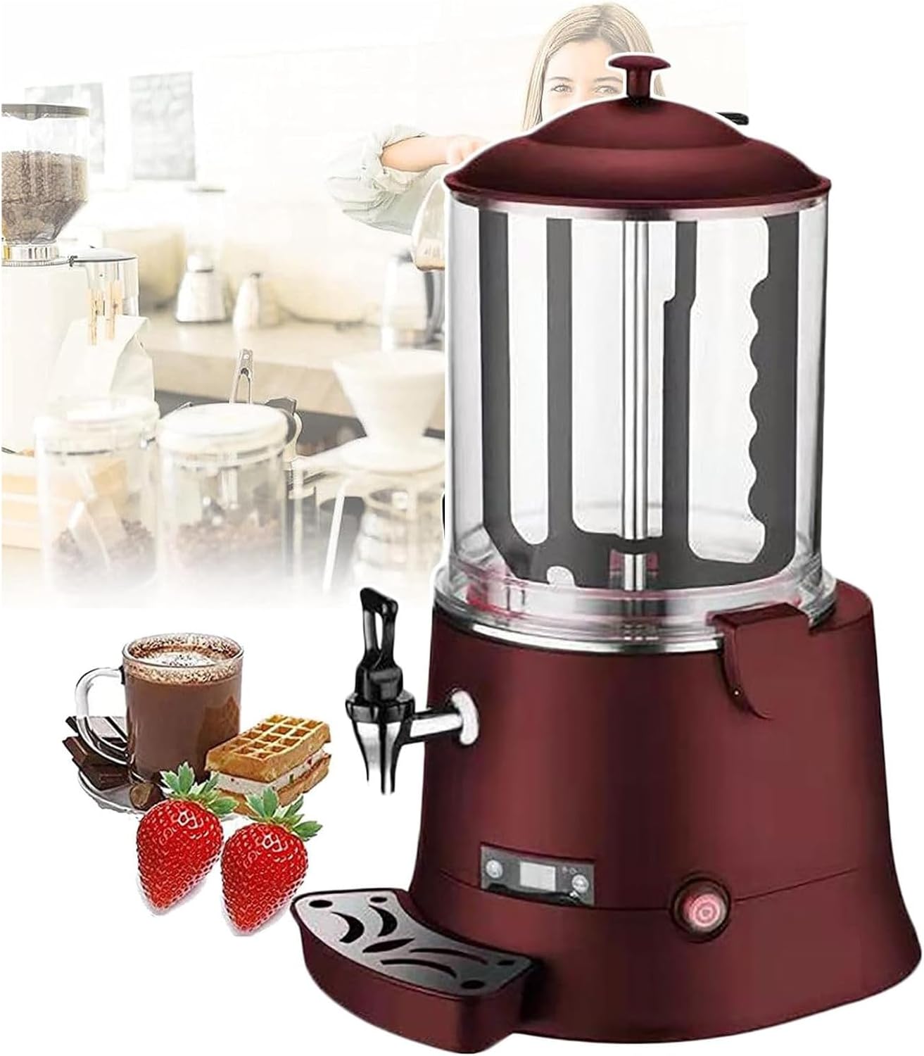 JOMRTS 5L/10L Chocolate Dispenser W/Led Display, Electric Machine Hot Chocolate Dispenser Warmer