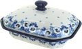 Blue Rose Polish Pottery - Georgia Blue Medium Covered Baker - 3 Cup Capcaity - Unique, Dishwasher Safe, & Durable Bakeware