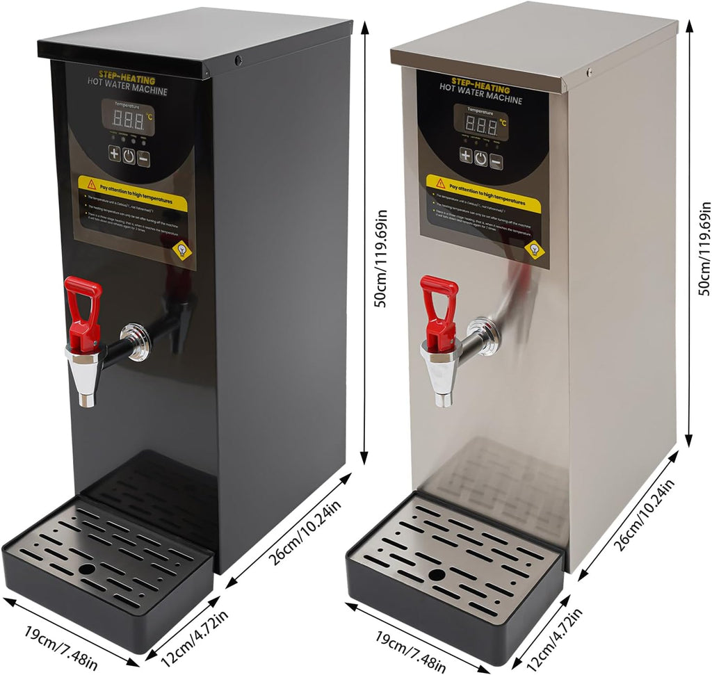 Water Boiler, Step-Heating Commercial Hot Water Dispenser, Adjustable Temperatures Water Boiler and Warmer, Large Capacity 35L/H, for Tea Boba Tea Milk Tea Restaurant Hotel (Silver)