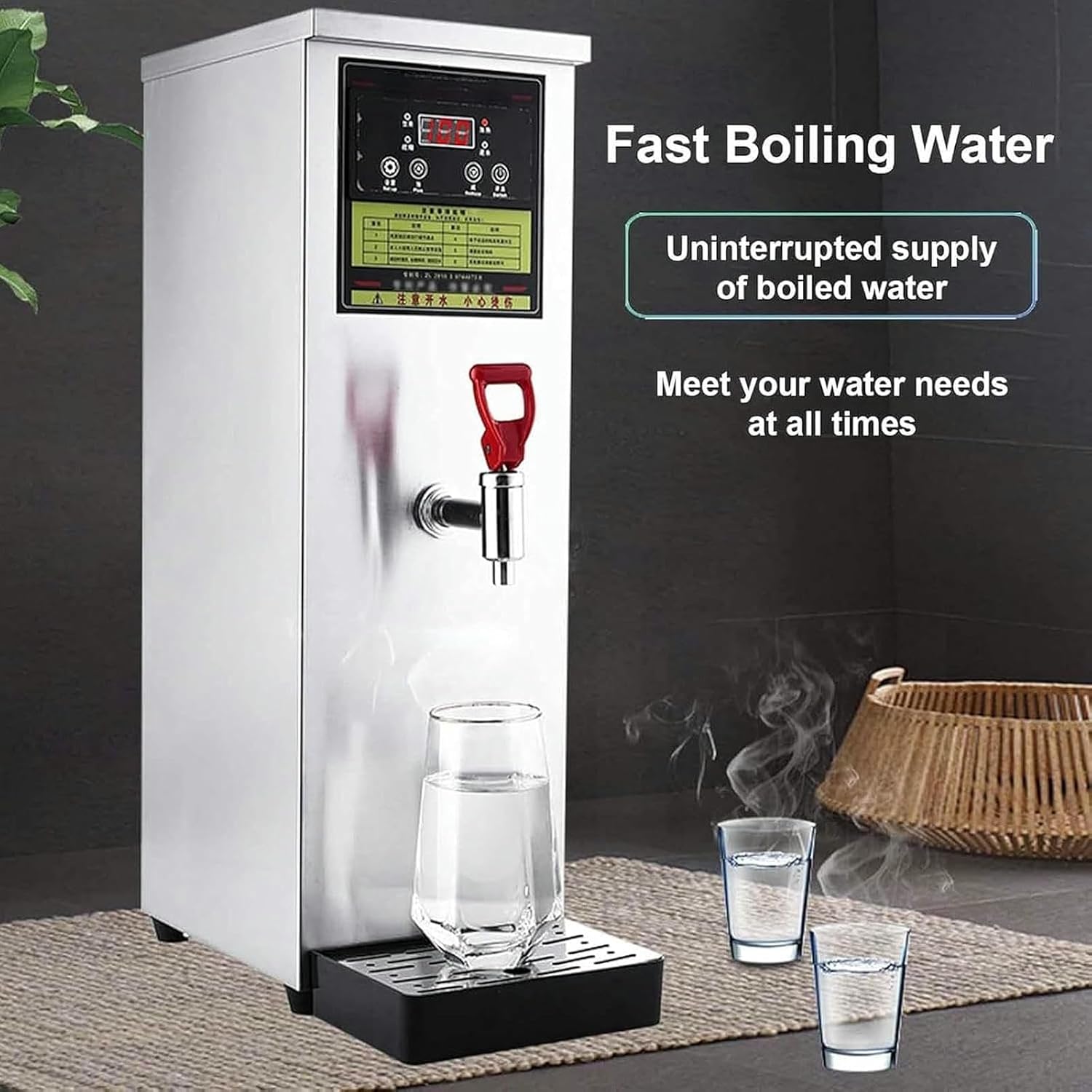 Commercial Automatic Hot Water Boiler, 50L/H Tabletop Hot Water Dispenser With Smart Control Panel, Non Drip Tap, for Coffee Shop, Bar, Bakery, Company, Canteen