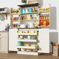 Farmhouse Kitchen Pantry Cabinet with 3 Drawers,71' Tall Rustic Wood Storage Cabinet with 6 Door Shelves,with Load-Bearing Steel Pipe,Pantry Organizers for Kitchen,Dining Room(Rustic Off White)