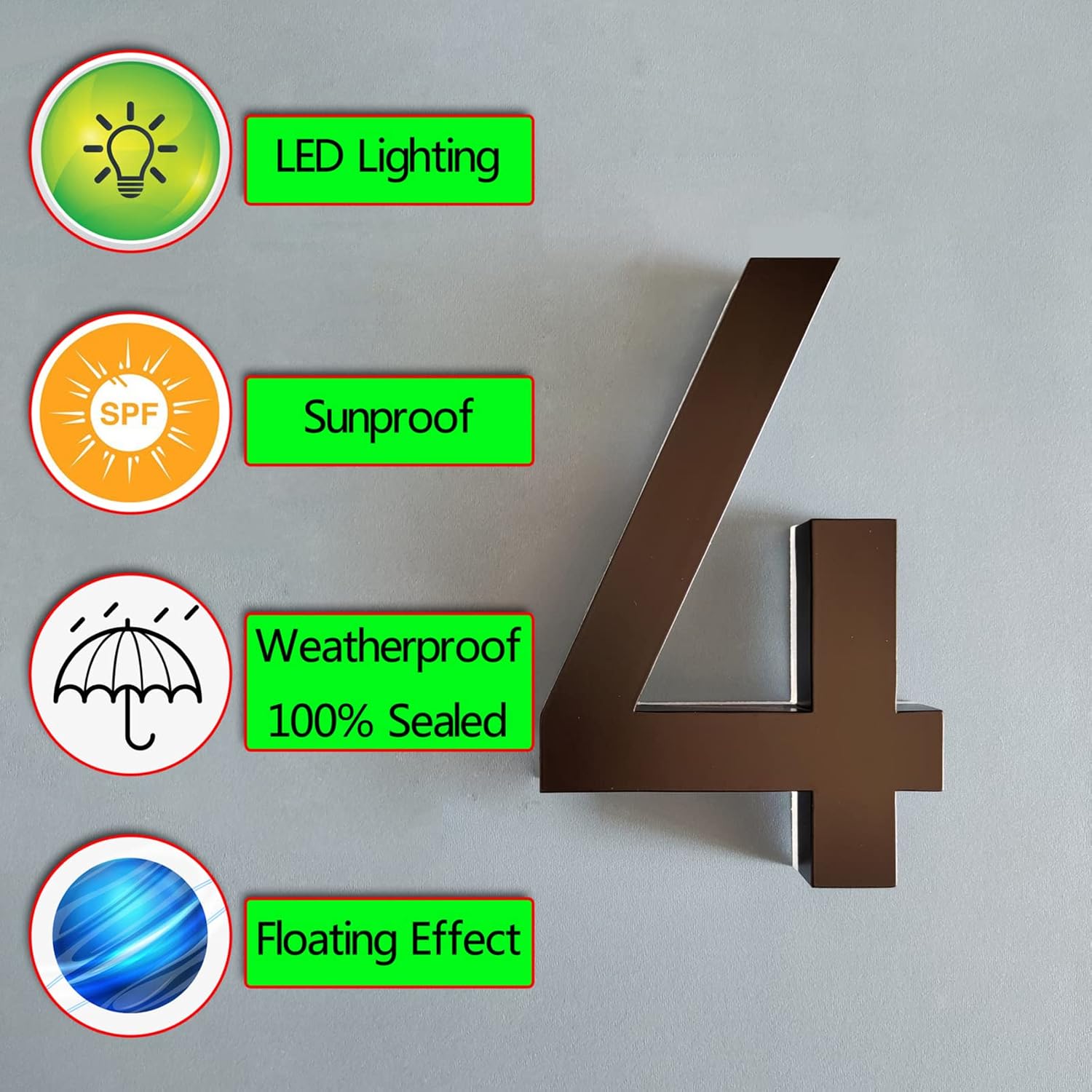14' Backlit LED Address Number Sign, Illuminated LED House Numbers Plaques For Outside, Light Up Address Plaques For DIY Home Yard Outdoor,7