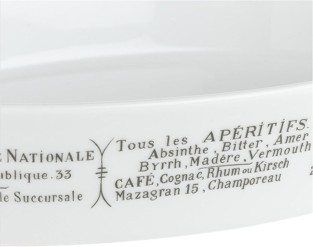 Pillivuyt Brasserie Deep Oval Baker, 9x12.5 inch, White/Menu Print