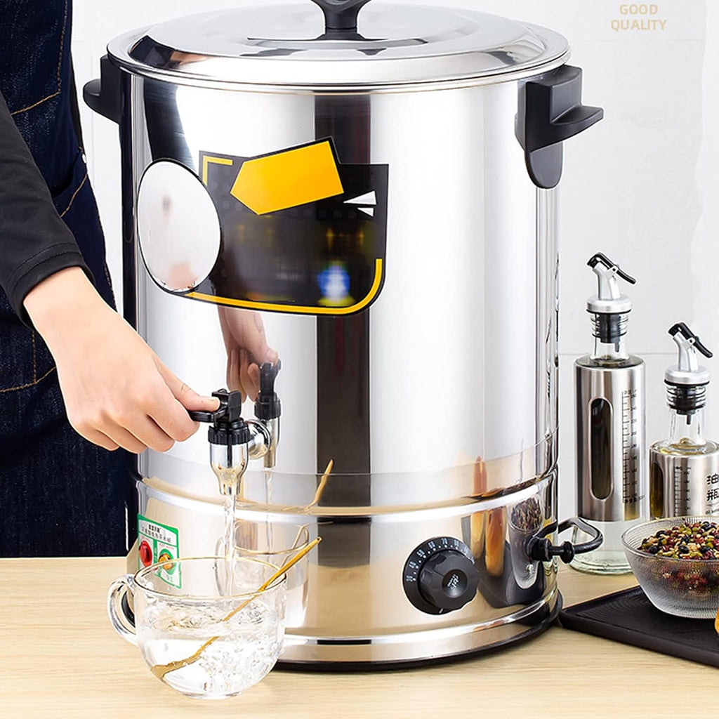 Electric Water Boiler Warmer Coffee Urn, Commercial Stainless Steel Beverage Dispenser for Catering Buffets Parties Weddings Holiday Dinners(with Spigot 20Liter)