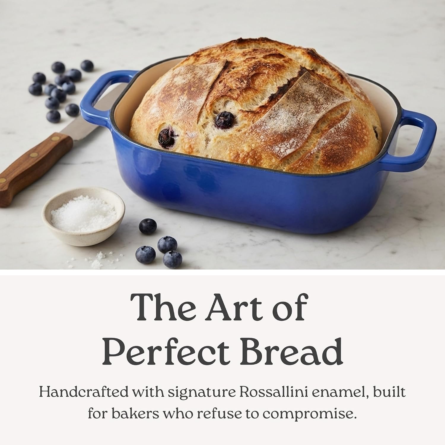 ROSSALLINI Signature Enameled Cast Iron Sourdough Bread Oven | Non-Stick with Tight Fitting Lid for Perfect Baking and Bread Making | 6QT Rectangle Oven With Lid [Sage Green]