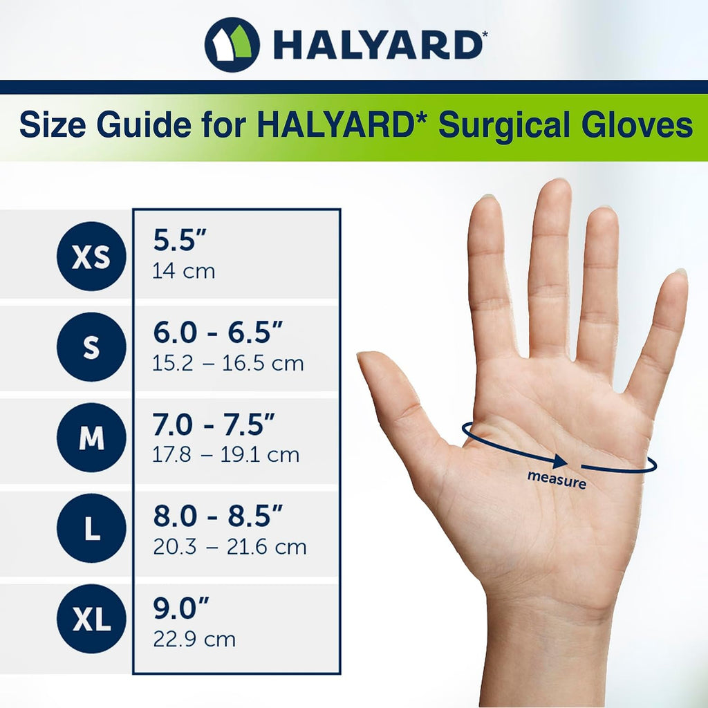 HALYARD Surgical Gloves Latex Sterile Individually Wrapped Pairs Powder Free Medical Disposable Gloves, 8.7 mil, Size 5.5 XS, Cream, SGL65055 (Case of 200 Pairs - 400 Total)