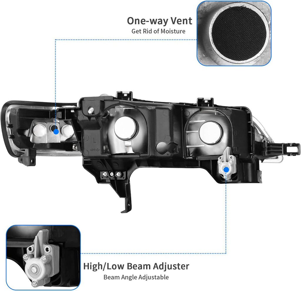 DWVO Headlights Assembly Compatible with 94-97 1994 1995 1996 1997 Accord Headlamp Replacement Pair Driver and Passenger Side