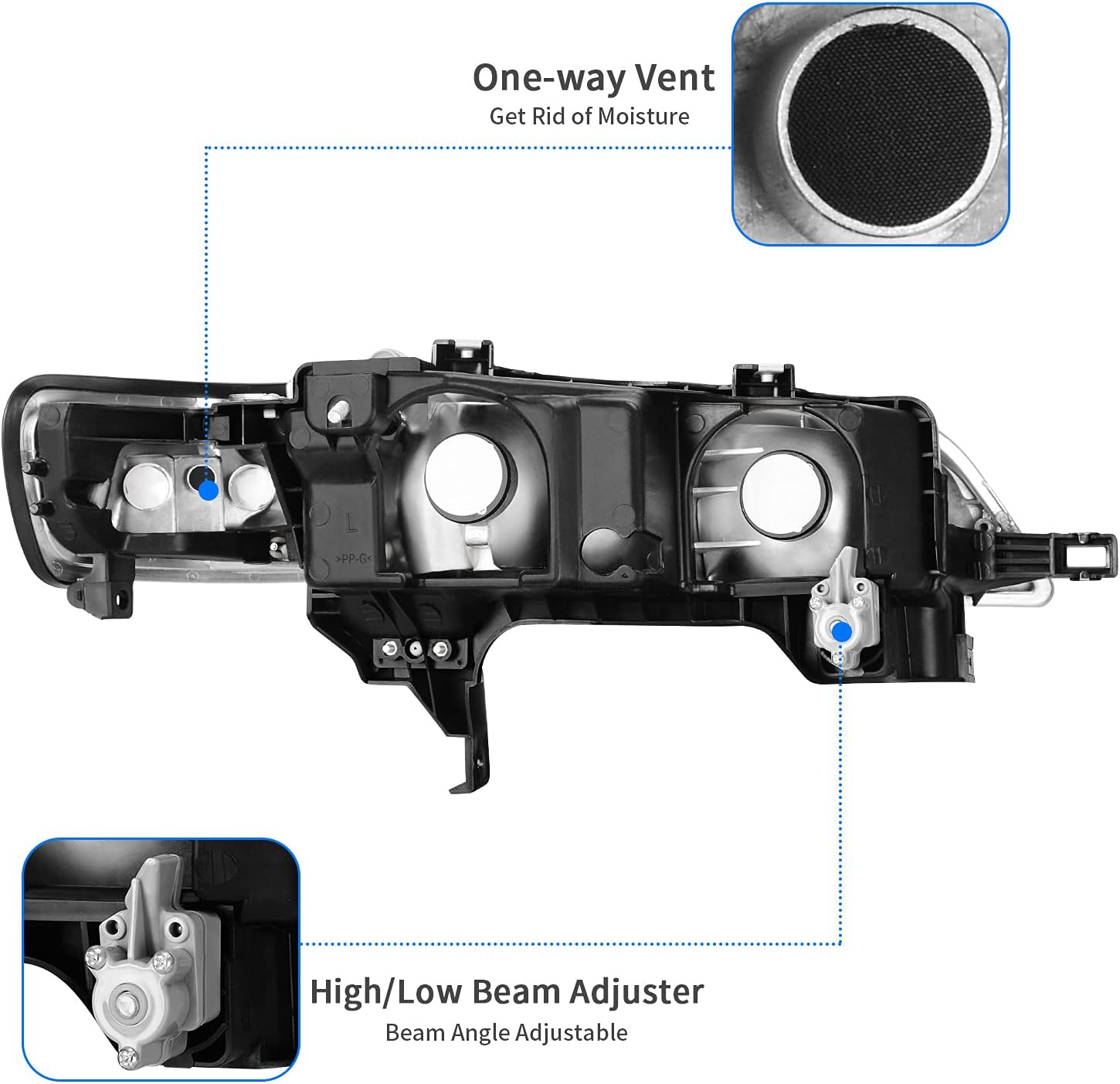 DWVO Headlights Assembly Compatible with 94-97 1994 1995 1996 1997 Accord Headlamp Replacement Pair Driver and Passenger Side