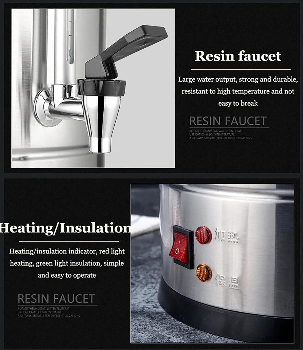 McbeAn Hot Water Dispenser, 25L Stainless Steel Electric Hot Water Boiler with Water Gauge Display, Full Chassis Heating, Anti-Dry Protection, Double-Layer Barrel Wall, for Home Commercial