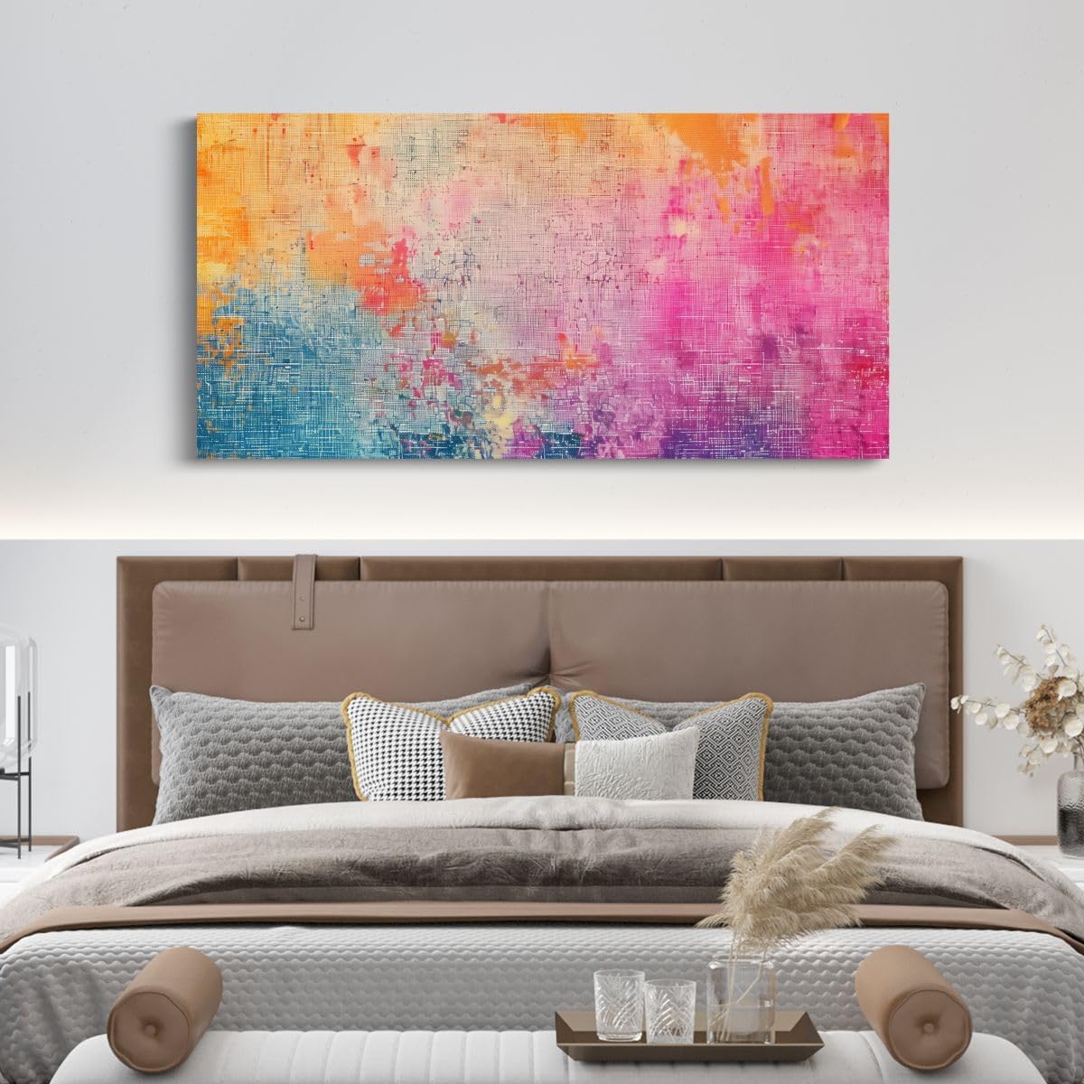 Erosebridal Contemporary Large Wall Decor 58'x29' | Orange Oil Painting Wall Painting Mid Century Ombre Watercolor Poster Print Modern Ink Painting Framed Canvas Prints