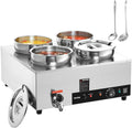 ETL Listed VEVOR Electric Soup Warmer, Four 7.4QT Stainless Steel Round Pot 86~185°F Adjustable Temp, 1500W Commercial Bain Marie with Anti-Dry Burn, Soup Station for Restaurant, Buffet, Silver