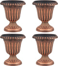 Giantex 18' Tall Vintage Planters Set of 4, Urn Plastic Flower Pots with/Pedestal Base & Pre-Marked Drain Hole, Indoor Outdoor Decorative Plant Containers for Front Porch Home Wedding (Bronze)