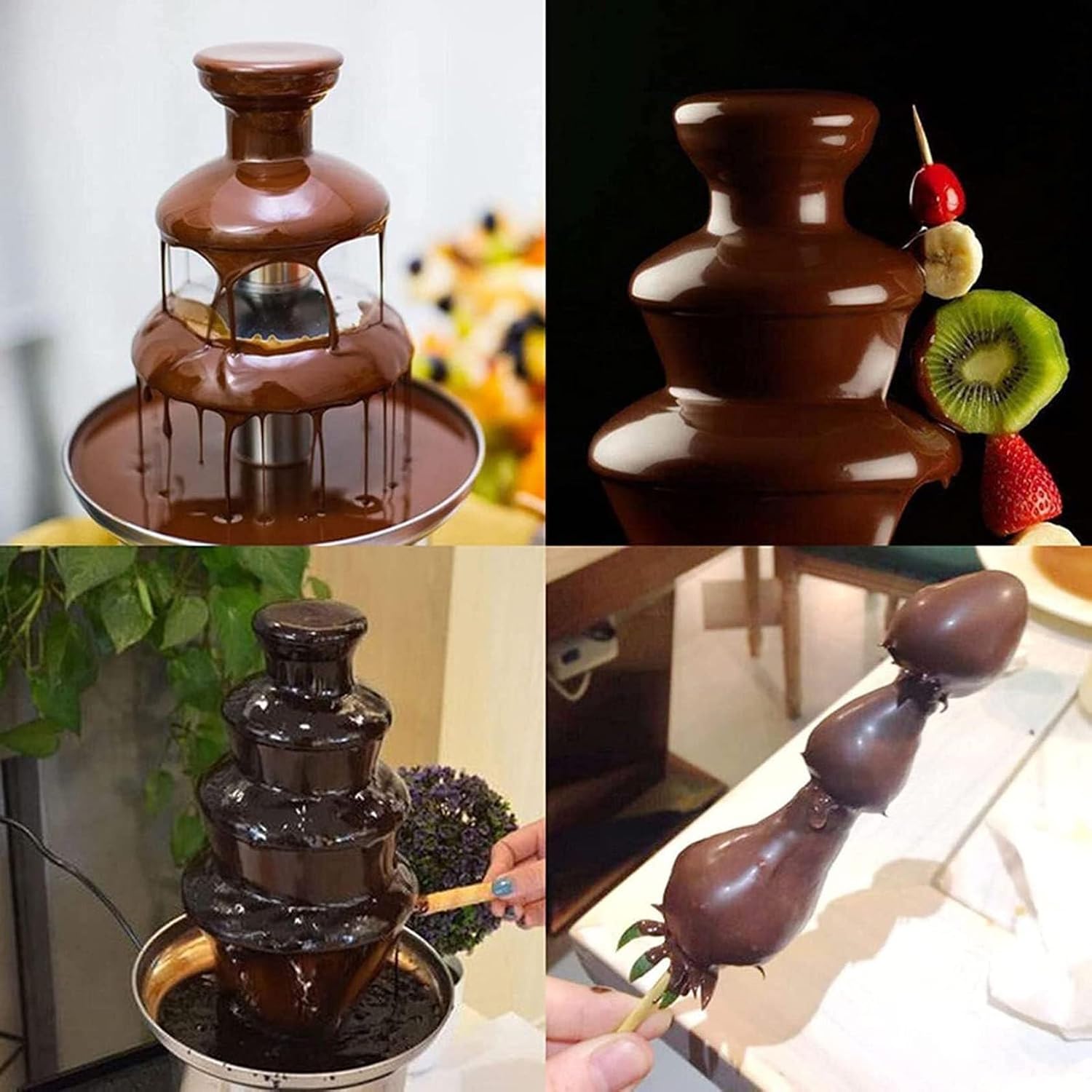 Chocolate Fountains,4/5/6Tiers Electric Chocolate Fountain Stainless Steel Fondue Waterfall Melting Machine with Temperature Control for Party Restaurant Wedding Buffet Equipment ( Color : 6Tier )
