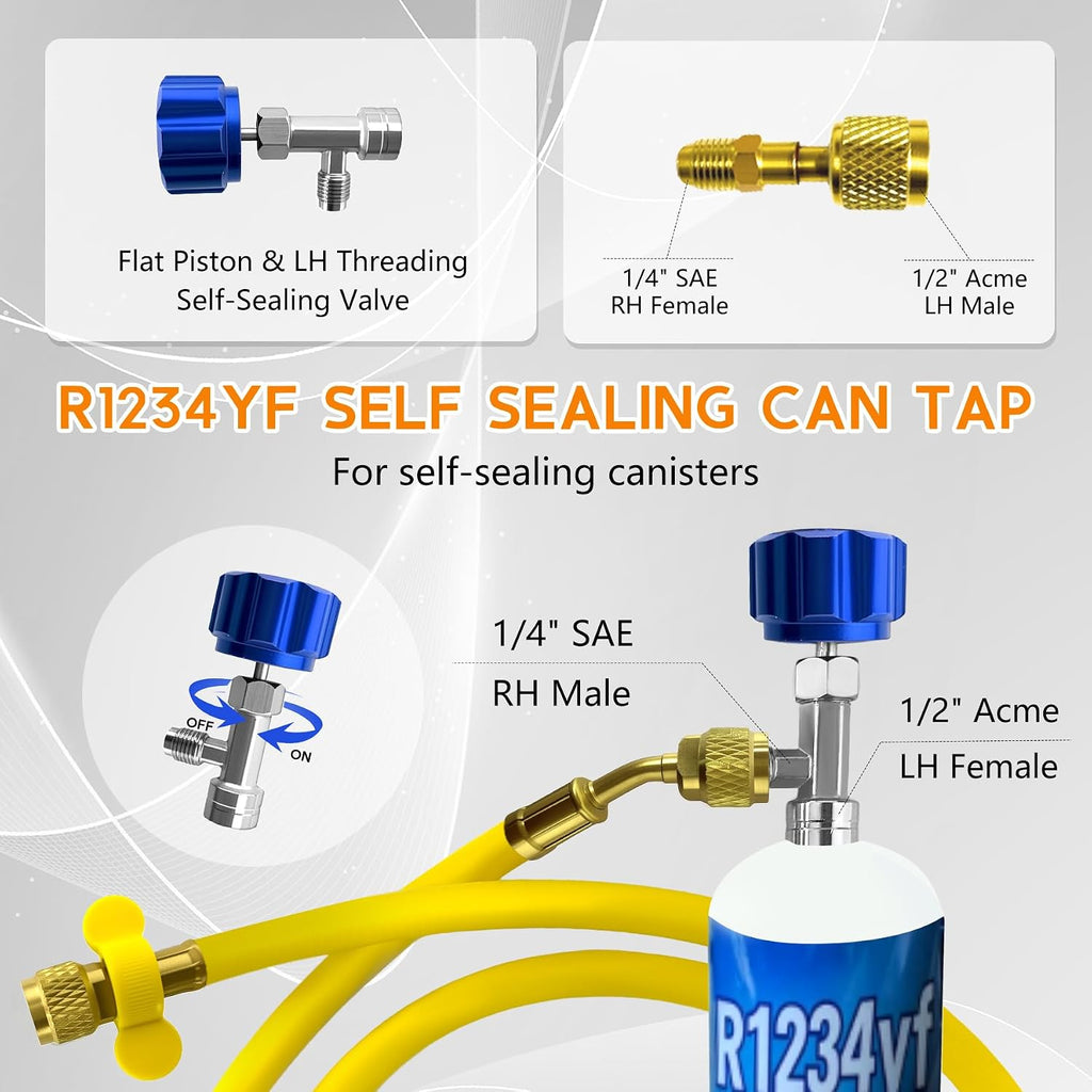 Upgrade 42036 Test & Charging Manifold with 3-1/8'(80 mm) Gauges, A2L Compatible, 2-Valve, 60' Refrigerant Hose, Color-Coded Scales, HVAC Manifold for R32/454B/410A/1234yf,Y/R/B Hoses